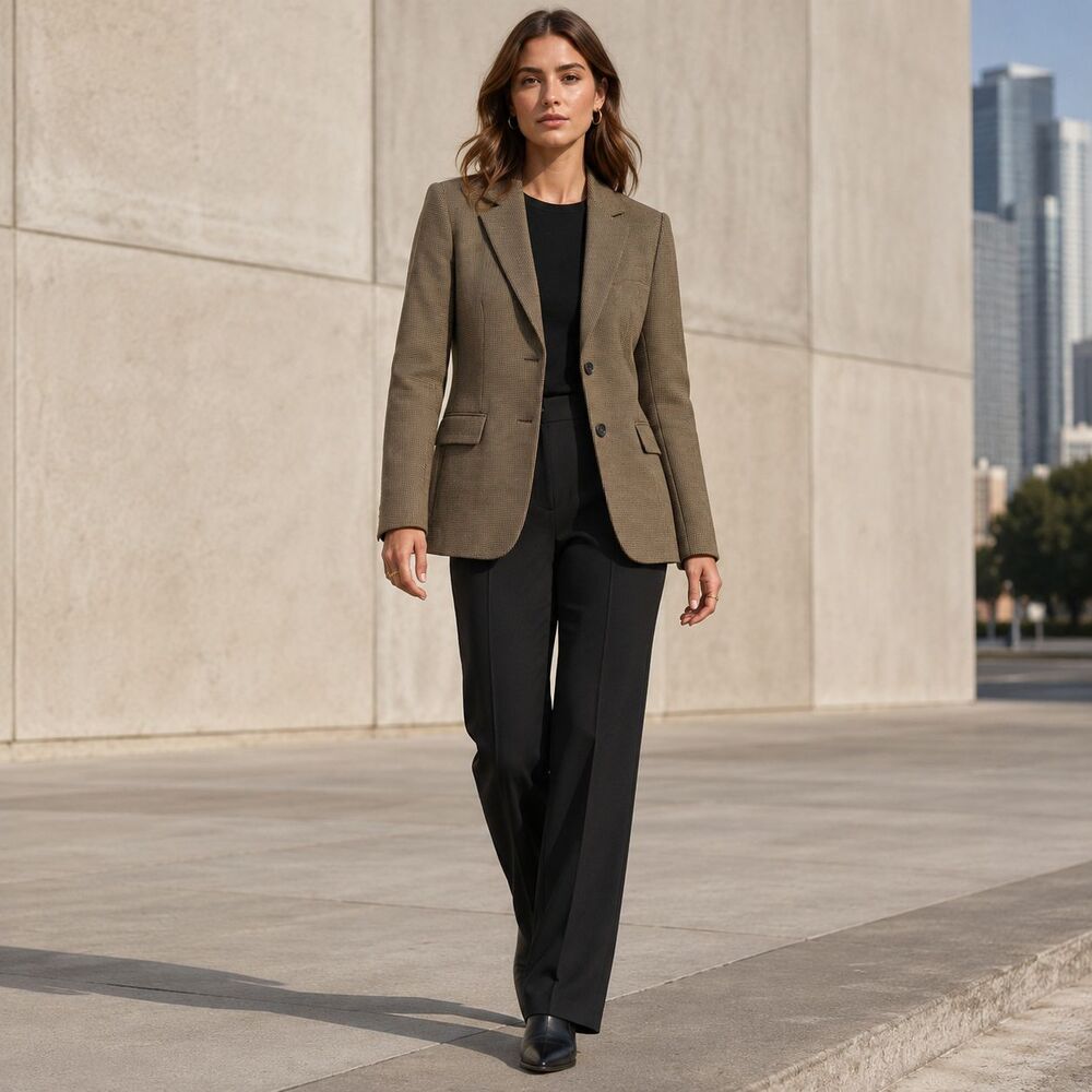 ZARA Women's New Houndstooth Wool Blend Tailored Blazer Jacket XS 2219/718/054